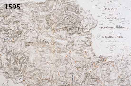 KONVOLUT VON 3 BLATT, ALTKOLOR. LITHO UND KUPFERSTICHK. AUS DEM LAHN SIEGKREIS: 1.) ALTKOLOR. LITHO KARTE, CA. 1800, V. SANKJOKANSE LAHN FLUSS ...