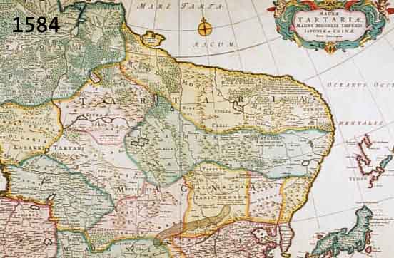 KONVOLUT VON 2 BLATT MIT ALTKOLOR. KARTEN VON ASIEN, 1.) ALTKOLOR. UND GOLDGEHÖHTE KARTE V. F. DE WITT, AMSTERDAM, CA. 1735, MAGNAE TARTARIEAE ...