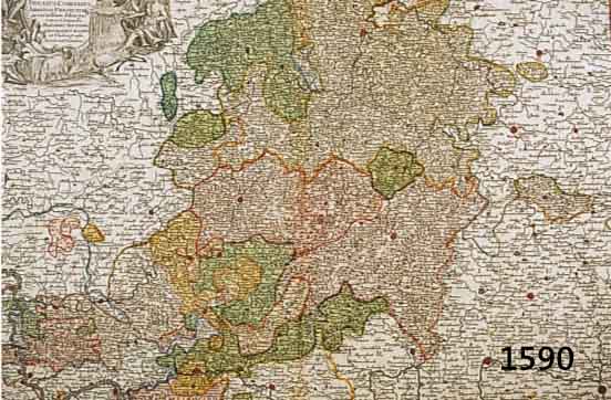 KONVOLUT VON 2 BLATT KUPFERSTICHE VON HESSEN, 1.) ALTKOLOR. KUPFERSTICHK. V. SEUTTER, CA. 1740, SUPERIORIS ET INFERIORIS HASSIAE LANDGRAVIATUS IN ...