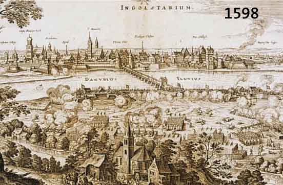 KONVOLUT VON 3 BLATT INGOLSTADT UND UMGEBUNG, 1.) KUPFERSTICH V. M. MERIAN INGOLSTADIUM MIT GROßER BELAGERUNG IM VORDER- GRUND ÜBER DIE DONAU, ...