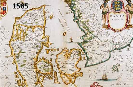KONVOLUT VON 2 BLATT MIT KOLOR. KUPFERSTICHEN VON DÄNEMARK, 1.) KOLOR. KUPFERSTICHK. V. BLAEU, CA. 1650, DANIA REGNUM, MIT GROßARTIGER KOLOR. ...