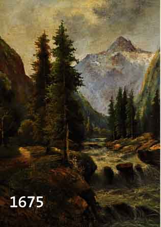 DORNA, J., LANDSCHAFTSMALER DES 19./20. JH., ÖL/LWD., BEWALDETES GEBIRGSTAL MIT WILD- BACH, SIGN. U. LI., 68X55 CM, DEKORATIVER R.
