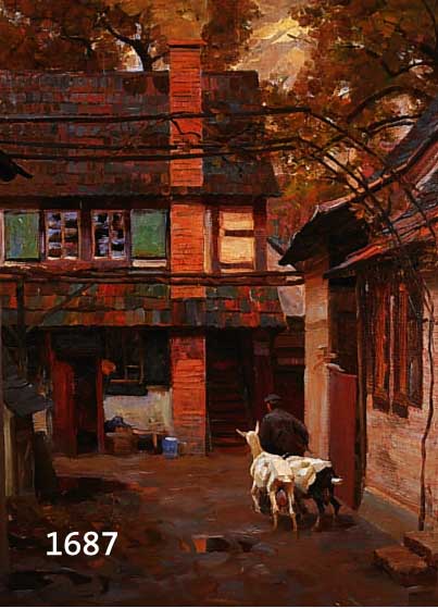 EHRENBERG, PAUL, 1878-1949 PLAUEN, ÖL/LWD., BAUER MIT ZIEGEN IM HOF, STUDIERTE AN DER DRESDNER AKADEMIE BEI LEON POHLE U. FRIEDRICH PRELLER D. J. ...