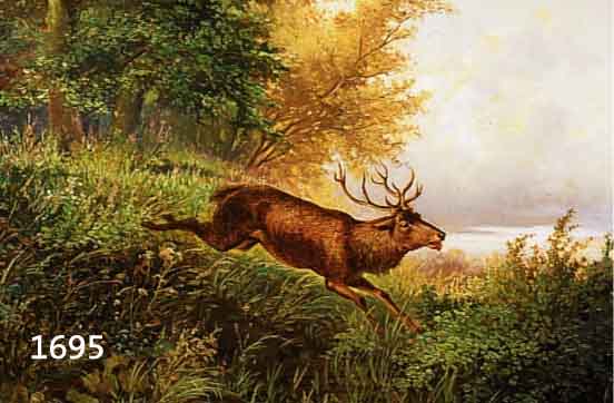ELLMINGER, IGNAZ, 1843 WIEN - 1870, ÖL/LWD., WALDLANDSCHAFT MIT HIRSCH, SCHÜLER DER WIENER AKADEMIE, BESONDERS UNTER CHRISTIAN RUBEN, BETEILIGTE ...