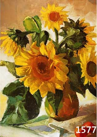 KROMMES, HEINRICH, MÜNCHNER KÜNSTLER, NACHGE- WIESEN UM 1930, VGL. DRESSLER, ÖL/LWD., SONNENBLUMEN, SIGN., 67X55 CM, DEKOR. R.,
