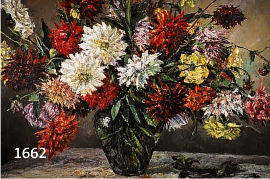 MÜNSTER, FRIEDRICH WILHELM, DEUTSCHER KÜNSTLER, 1X H. 20. JH., ÖL/LWD., SIGN., IMPRESS. BLUMENSTILLEBEN MIT DAHLIEN IN GLASVASE, REPRÄSEN- ...