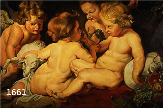 UNBEK. KÜNSTLER ANFANG 20. JH., KOPIE NACH P.P. RUBENS: DER KLEINE JESUS MIT JOHANNES UND ZWEI ENGELN, NACH DEM ORIGINAL IM KUNSTHISTORISCHEN ...
