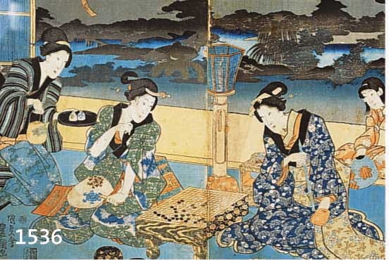 FARBHOLZSCHNITT, JAPAN, UM 1860, TRIPTICHON, UNTER GLAS, RAHMEN, ALTERSSPUREN 33 X 70 CM