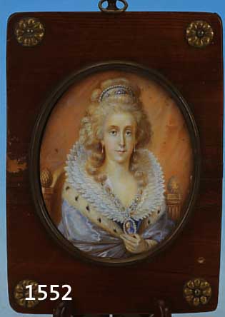 ELFENBEINMALEREI, FRANKREICH, 1. H. 19. JH, PORTRAIT EINER DAME MIT MEDAILLON, NACH FÜGER, H. 9 CM, HOLZRAHMEN