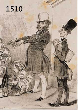 DAUMIER, HONORé, 1808-1879, 4 LITHOGRAPHIEN 1838, DER STEUERBERATER, KINDERFREUND, JOURNALIST, AKTIENHÄNDLER, JE CA. 15X12 CM, PP.