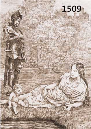 THOMA, HANS, 1839-1924, RITTERS NYMPHE, RADIERUNG VON 1911, IN DER PLATTE MONOGR., HANDSIGNIERT, CA. 24 X 19 CM, PP