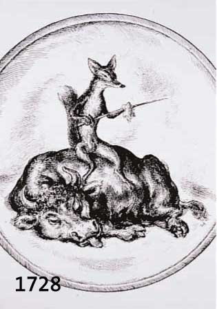 WEBER, A. PAUL, 1893-1980, DER FUCHS BESIEGT DEN STIER, 2 OFFSETLITHOGRAPHIEN, IN DER ABBILDUNG SIGN. SOWIE MONOGR., CA. 42X36CM, CA. 29X29 CM, PP.