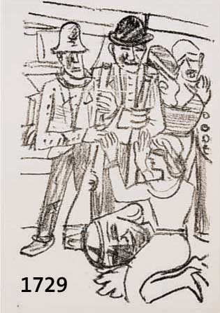 BECKMANN, MAX, 1884-1950, LITHOGRAPHIE 1937, KARNEVAL, AUFLAGE 100 EX., 17X22, CM, PP.