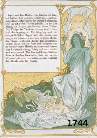MUCHA, ALPHONS, 1860-1939, 3 FARBLITHOGRAPHIEN, VERSO EBEN- SO 3 FARBLITHOGRAPHIEN 1893, 22X18 CM, PP., DABEI BUCH MIT ZAHLREICHEN FARBABBILDUNGEN