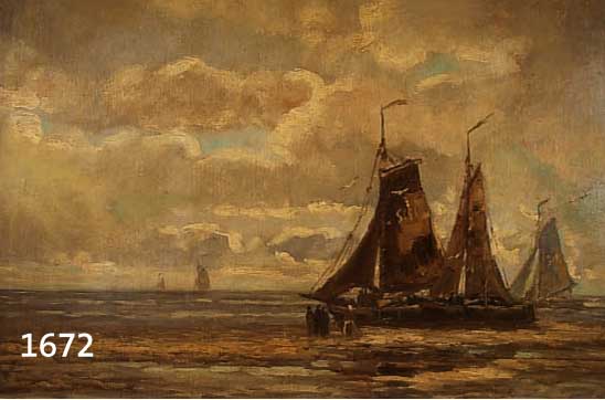 UNVERDROSS, RAPHAEL OSKAR, GEB. 1873 DÜSSEL- DORF, FISCHERBOOTE AUF RUHIGER SEE, ÖL/LWD, DOUBLIERT, LI. U. SIGN. UND DAT. 23, CA. 60 X 80 CM, R.