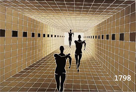 VASARELY, VIKTOR, 1908-1997, ETUDE DU MOUVEMENT, FARBSERIGRAPHIE AUS DER MAPPE: ORIGINES, 1986, HANDSIGNIERT UND NUM. 28/200, CA. 39 X 58 CM
