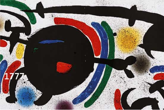 MIRO, JOAN, 1893-1983, VIER FARBLITHOGRA- PHIEN AUS LITHOGRAPH I, MOURLOT, MAEGHT PARIS 1972, DOPPELBLÄTTER MIT BUGFALTEN, BLATTGR. JE CA. 32 X ...
