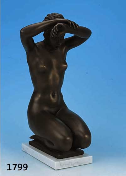 BREKER, ARNO, 1900-1991, DIE SINNENDE, BRONZEGUß VON VENTURI ARTE, SIGNIERT UND DAT. 1980, NUM. 129/999, MARMOR- PLINTHE, GESAMTH. CA. 37 CM
