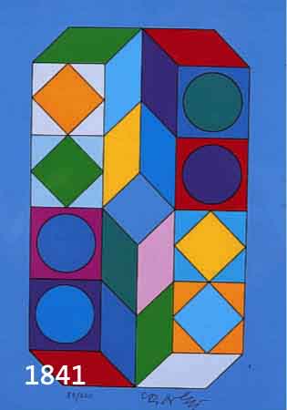 VASARELY, VIKTOR, 1908-1997, HALLUZINIERENDE FARBSPIELE, FARBSIEBDRUCK AUS: HULDIGUNG AN DAS SECHSECK VON 1968, HANDSIGN., NUM. 83/200, CA. 20.5 X ...
