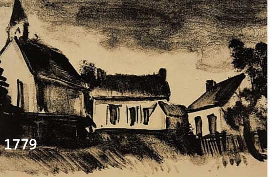 VLAMINCK, MAURICE DE, 1876-1958, DORFANSICHT, LITHOGRAPHIE, RE. U. HANDSIGN., CA. 10 X 16 CM, PP