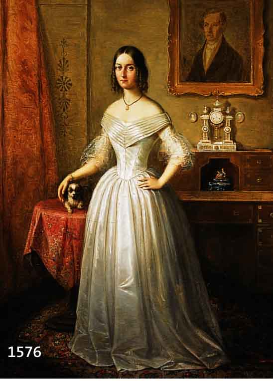WEIDNER, JOSEF, 1801-1871, INTERIEUR MIT JUNGER FRAU MIT HUND, IM HINTERGRUND SEKRETÄR MIT PENDULE UND PORTRÄT, ÖL/LWD, KLEINE REST. STELLE, ...