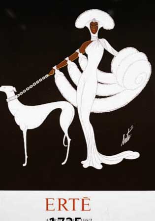 ERTé, PLAKAT VON 1982, HANDSIGNIERT, UNTER GLAS RAHMEN, L. ALTERS- SCHÄDEN
