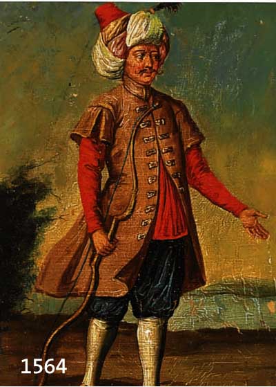 UNBEKANNTER MALER, WOHL ÖSTERREICH, UM 1760-70, PORTRÄT EINES OSMANISCHEN WÜRDENTRÄGERS, ÖL/PAPIER/HOLZ, RESTAURIERT, CA. 25 X 16 CM