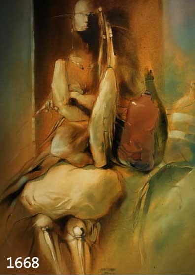 BLANKE, WOLFGANG, GEB. 1948 MÜNSTER, WARTENDE, ACRYL AUF LWD, MITTIG UNTEN SIGNIERT UND DAT., CA. 100 X 80 CM