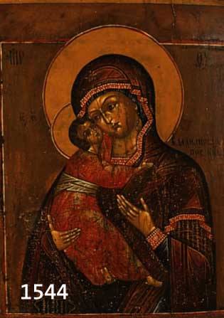IKONE, RUSSLAND, UM 1870-80, GOTTESMUTTER MIT KIND, TEMPERA AUF HOLZ, RESTAURIERT, CA. 31 X 26 CM