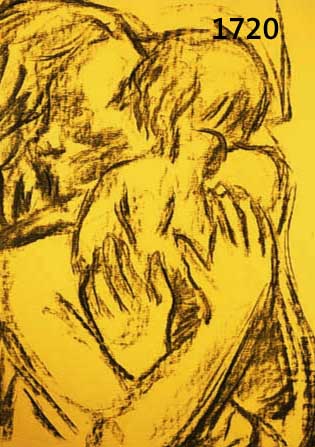 MALSKAT, LOTHAR, 1912-1988, MUTTER MIT KIND, KOHLEZEICHNUNG AUF GELBEM PAPIER, LI. U. SIGNIERT, CA. 64 X 48 CM, PP, WECHSELRAHMEN
