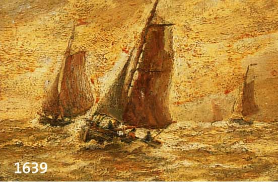 WACKER, HANS, 1868 DÜSSELDORF-1958 FERCH, FISCHERBOOTE IN DER NORDSEE, ÖL/MALKARTON, RE. U. SIGN. UND DAT. (19)08, CA. 12 X 20 CM