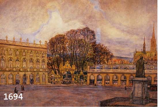 COLLé, MICHEL AUGUSTE, 1872 BACCARAT-1949 BATZ-SUR-MER, ANSICHT VON NANCY, PLACE DE ROI LICZINSKY, AQUARELL AUF PAPIER, LI. U. SIGN. UND DAT. ...
