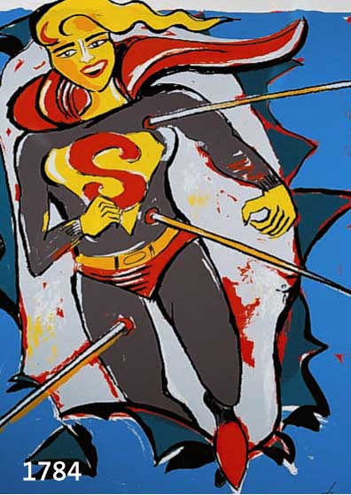 BACH, ELVIRA, GEB. 1951, SUPERGIRL, FARBSIEBDRUCK, HANDSIGNIERT UND NUM. 81/90, CA. 50 X 50 CM, PP, U.GL., R.