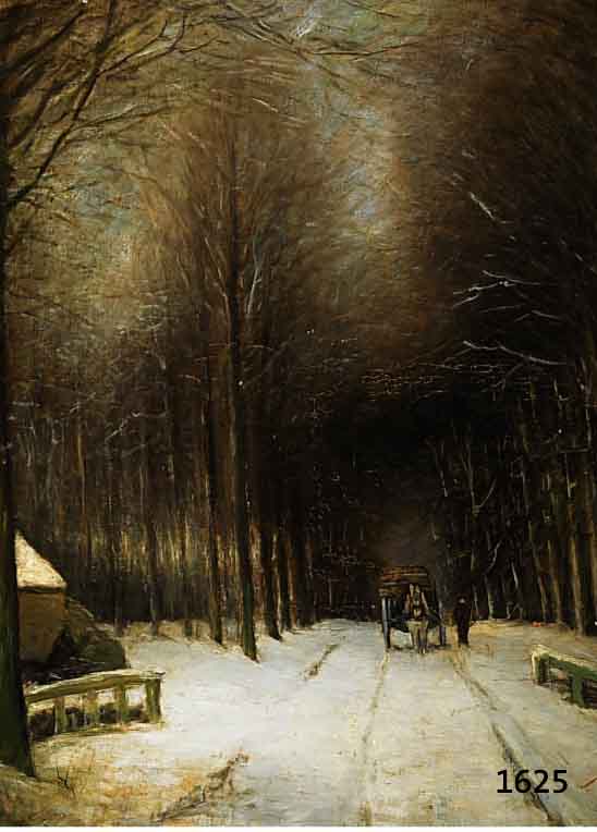 APOL, LOUIS F. H., 1850-1936, BAUER MIT FUHRWERK IN VERSCHNEITER ALLEE, ÖL/LWD, LI. U. SIGN. UND DAT. 1894, CA. 80 X 64 CM, MIT TEILS GRÖßEREN ...