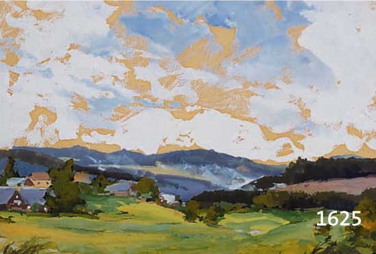 GRAF, GERHARD, GEB. 1883 BERLIN - 1960, SCHÜLER DER BERLINER AKDEMIE, LANDSCHAFT- UND STÄDTEMALER, HIER: ANSICHT AUF DEM SCHNEEGEBIRGE (?); DORF ...