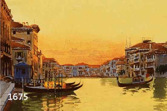 ITALIENISCHER KÜNSTLER, UM 1900, ZWEI GEGENSTÜCKE, VENEDIGANSICHTEN, FEINE DETAILREICHE AQUARELLE MIT STIMMUNGSVOLLER WIDERGABE DER ABENDLICHEN ...