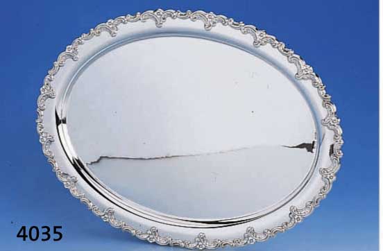 OVALES TABLETT, MODELL ALT HEIDELBERG, 925ER SILBER, SEHR GUTE QUALITÄT, BEZ.MEISTER- SILBER, CA. 396 G, CA. 32 X 23 CM