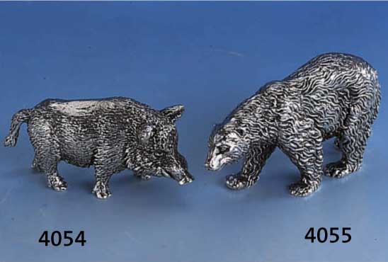 Gr. Figur: Keiler, 925er Silber massiv, vollplast., naturalist.-idealist. Darst., L. ca. 8.5 cm, ca. 318 g