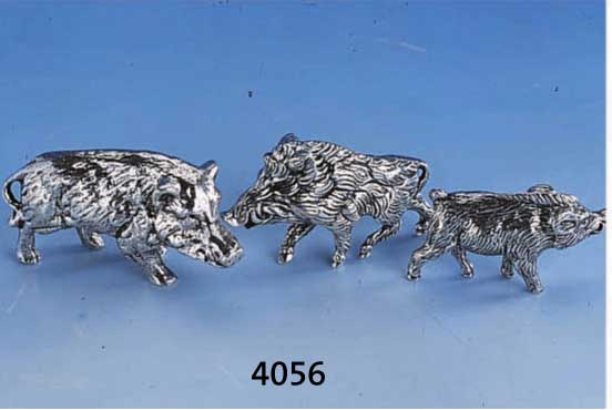 WILDSCHWEINGRUPPE, 925ER SILBER, MASSIVE AUSF., L. BIS CA. 6.7 CM, 3 VERSCH., ZUS. CA. 272 G