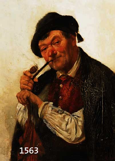 MALER DER MÜNCHENER SCHULE, UM 1880-90, BAUER MIT SCHIRM UND PFEIFE, ÖL/HOLZ, RE. U. UNLESERLICH (...ING) SIGNIERT, CA. 24 X 18 CM, R.