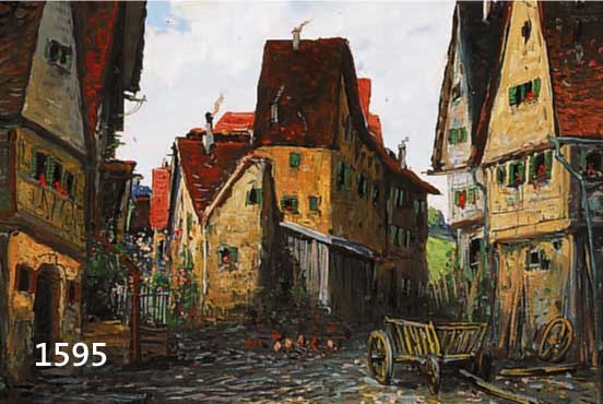 WOLFF, PAUL, H., DEUTSCHER MALER, 1. HÄLFTE 20. JH., PLATZ IN EINEM DORF, UM- STANDEN VON FACHWERKHÄUSERN, GOUACHE AUF PAPIER, RE. U. SIGN., CA. ...