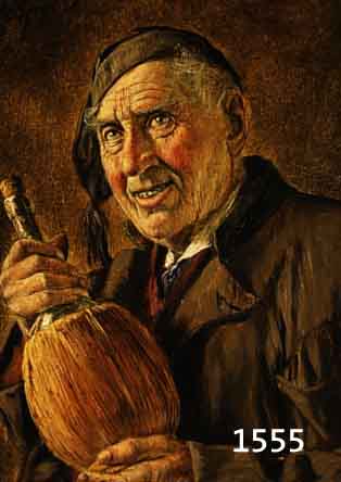 RÖSSLER, GEORG, GEB. 1861 MENGEN - 1925 MÜNCHEN, MÜNCHENER GENREMALER, SCHÜLER VON R. SCHRAUDOLPH, BAUER MIT CHIANTIFLASCHE, ÖL/HOLZ, SIGN. ...