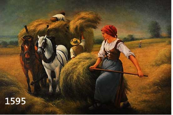 SANDA, TRADITIONALIST DES 20. JH., WAR TÄTIG IN BERLIN, BAUERN BEIM BELADEN EINES HEUWAGENS, ÖL/LWD., SIGN. U. DAT. 1993, 80 X 110 CM, R.