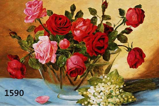 ZABEHLICKY, ALOIS, GEB. 1883 WIEN- 1962, INTERNATIONAL GESCHÄTZER WIENER BLUMENMALER, ROTE ROSEN IN GLASVASE, DAVOR MAIGLÖCKCHEN- STRAUSS, ...