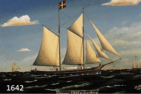 HUNDAHL, P., DÄNISCHER MALER, UM 1900, DER SCHONER EMMY VON SVENDBORG, ÖL/HOLZ, RE. U. SIGNIERT, MITTIG IN DÄNISCH BETITELT, CA. 40 X 55 CM, R.