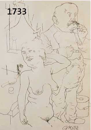 Grosz, Georges, 1893-1959, Sonntags frÜh, Lithographie von 1922, handsigniert und mit ok bezeichnet, ca. 35 x 25 cm, PP