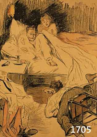 STEINLEN, THéOPHILE, 1859-1923, DER VOYEUR, DER KUSS, ZEI FARBLITHOGRAPHIEN VON 1893, IM STEIN SIGNIERT, JE CA. 35 X 24 CM PP