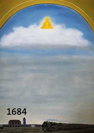 Kopie nach Rene Magritte, Die Nachtigall, Öl/Lwd, ca. 100 x 78 cm, R.