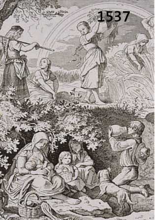 RICHTER, LUDWIG, 1803-1884, ÄHRENLESE, ERNTE, ZWEI HOLZSTICHE, UM 1860, JE CA. 16 X 14 CM, PP
