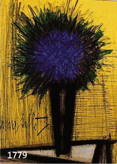 BUFFET, BERNARD, 1928-1999, LE BOUQUET VIOLET, FARBLITHOGRAPHIE VON 1967, IM STEIN SIGNIERT, CA. 32 X 24 CM, DAZU BUCHBAND: WERKSVERZEICHNIS DER ...